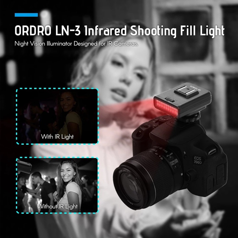 Đèn hồng ngoại LED ORDRO LN-3 hỗ trợ quay đêm cho máy ảnh DSLR | BigBuy360 - bigbuy360.vn