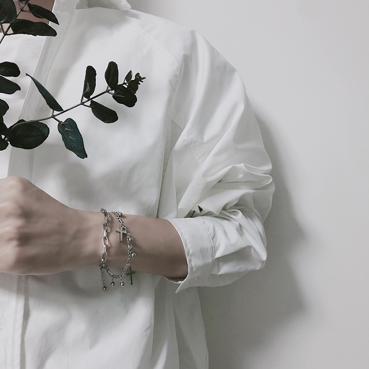 Lắc Tay Vòng Tay 2 Lớp Kim Loại UNISEX Nam Nữ ThánG giá Chữ Thập Gắn Thêm Bi Tròn Độc Đáo Cá Tính Và Thời Trang VT-32