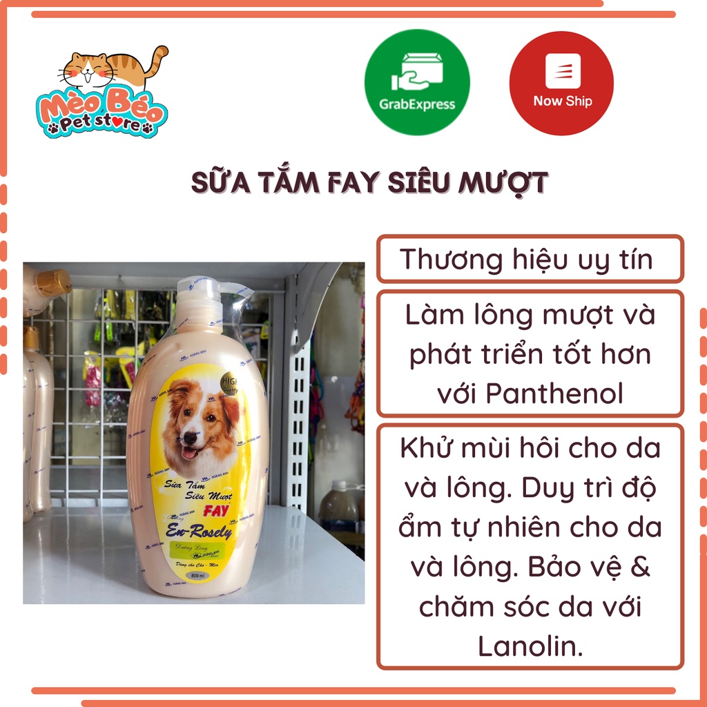 Sữa tắm chó mèo Fay siêu mượt Hương En-Rosely - 300ml & 800ml