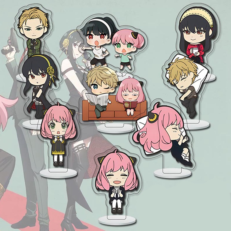 Set 9 Mô Hình Nhân Vật Phim Anime Spy X Family Bằng Acrylic Dùng Trang Trí Bàn Làm Việc
