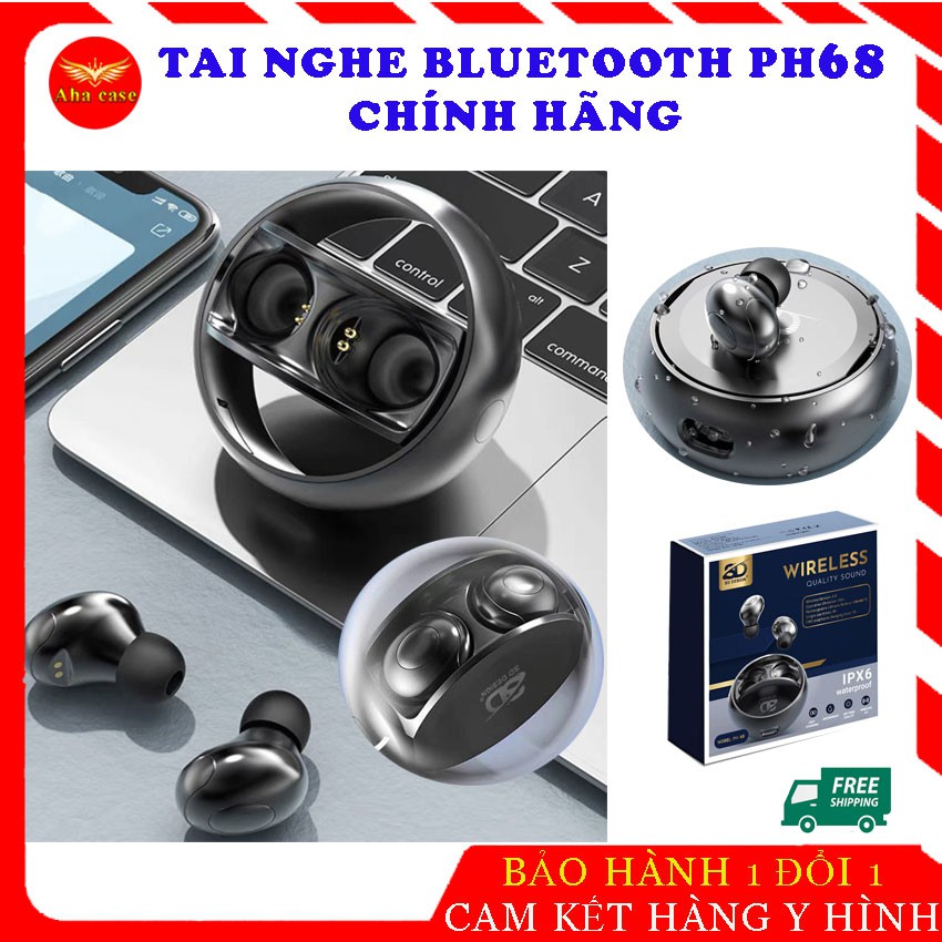 Tai nghe Bluetooth chính hãng PH68- SD Design,Chống Ồn, Chuẩn Bass, Pin trâu, Mini thể thao, Bảo hành 1 đổi 1