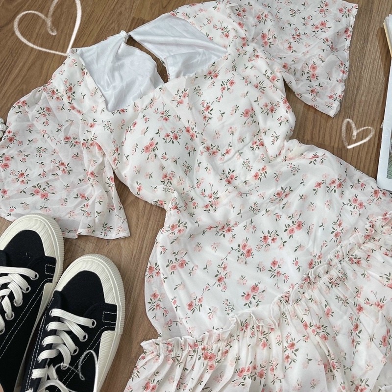 ĐẦM HOA CUT OUT LƯNG