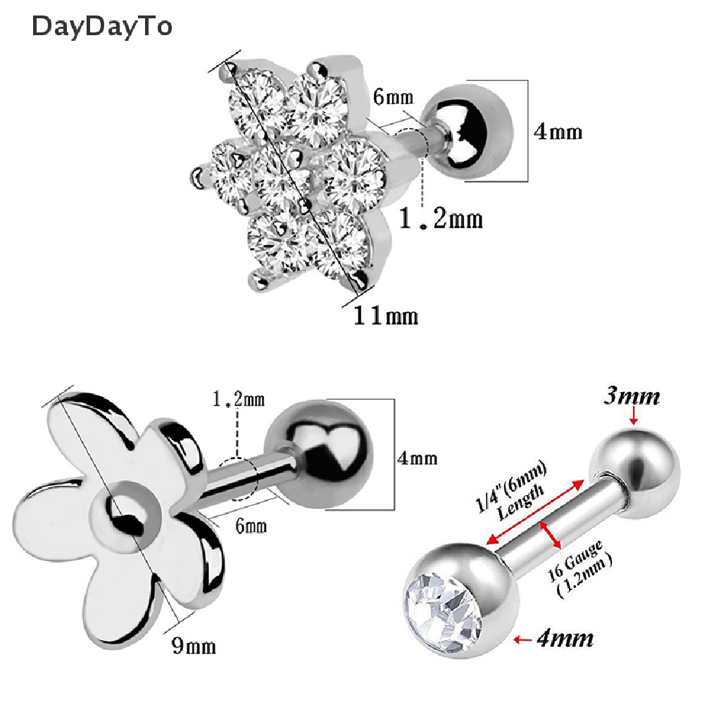 Khuyên vành tai bằng thép không rỉ đính đá cá tính