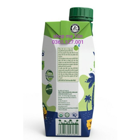 Sữa dừa organic vietcoco 330ml