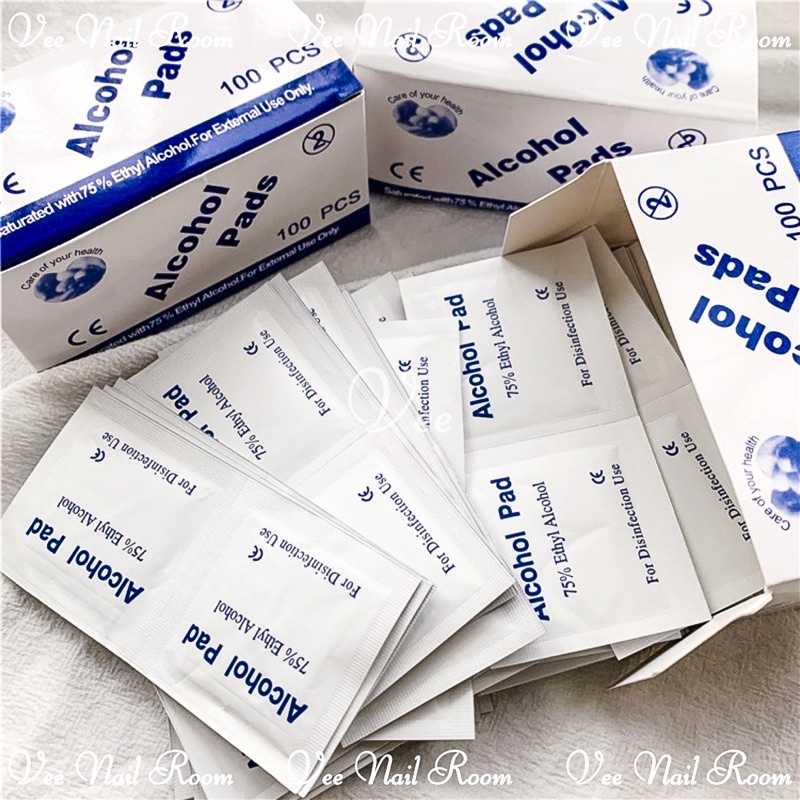 Hộp 100 Bông tẩm cồn nail box, sát khuẩn, tiệt trùng