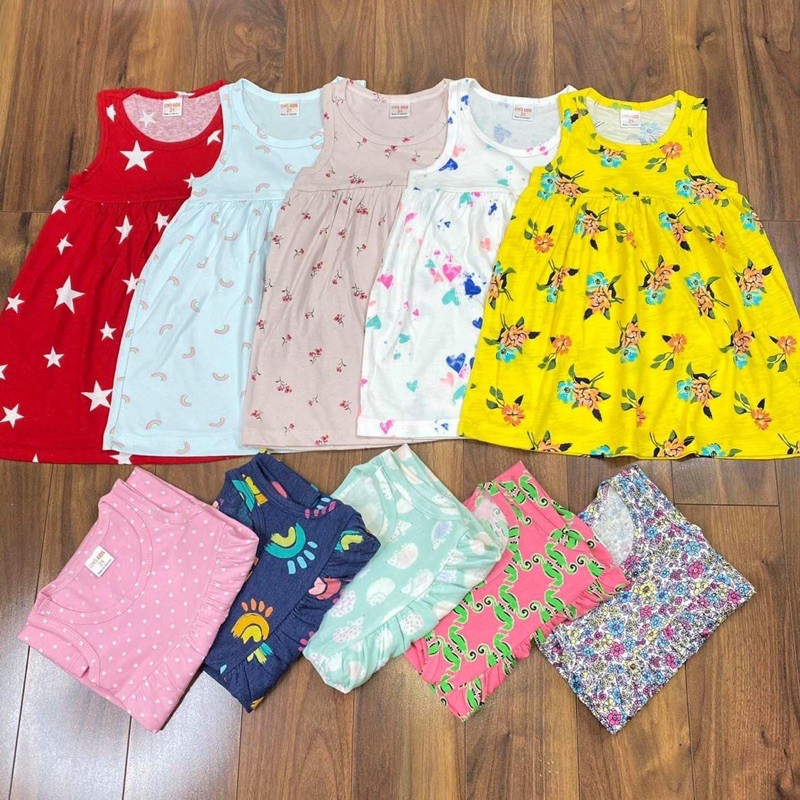 [MẪU HÈ] VÁY BABY MÙA HÈ CHẤT COTTON XUẤT DƯ HỌA TIẾT SIÊU XINH CHO BÉ 6-18KG