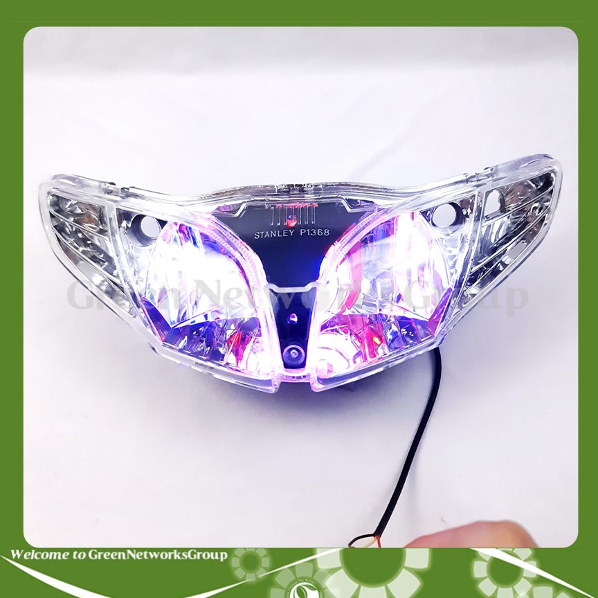 Đầu đèn pha bi cầu mắt cú xe Jupiter MX ( 4 chế độ ) chớp trắng , cos pha trắng , led màu Greennetworks