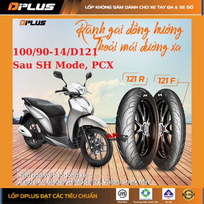 Lốp(Vỏ) DPLUS dành cho Sau xe SH Mode, PCX, Air Blade 100/90-14 CÔNG NGHỆ NHẬT JIS