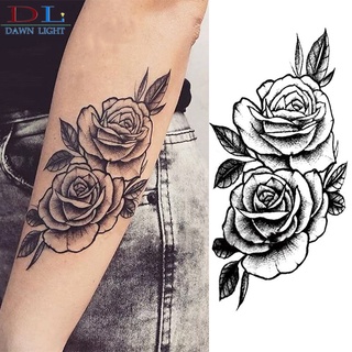 Miếng dán xăm hình hoa hồng trắng đen BK-017-032