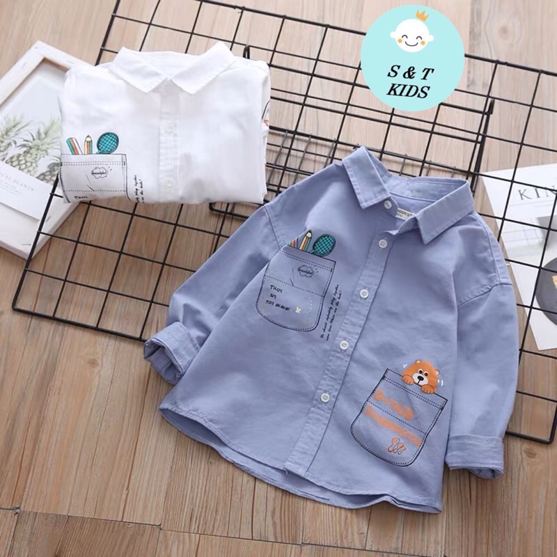 (jean baby ) Áo sơ mi dài tay vải hàn cho bé trai (13-25 kg)p