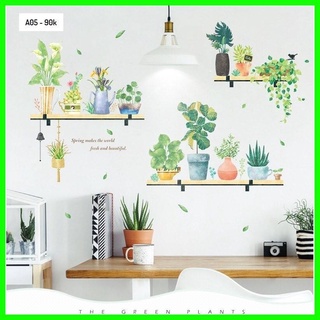 Decal dán tường kệ chậu cây 03