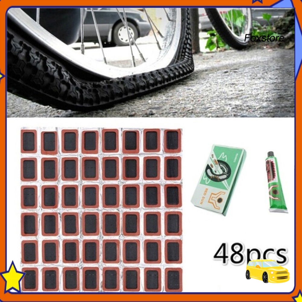 Bộ 48 Miếng Vá Lốp Xe Hình Vuông/Tròn Bằng Cao Su