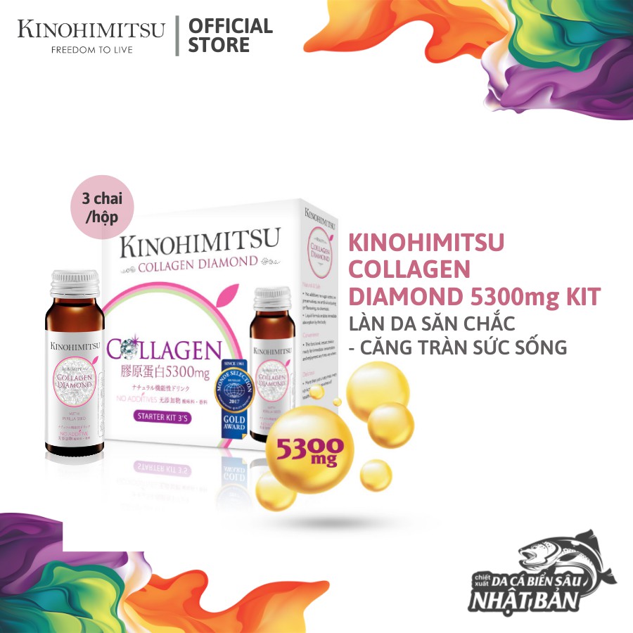 Nước Uống Đẹp Da Bổ Sung Collagen Kinohimitsu Diamond 5300 Kit 3 (150ml)
