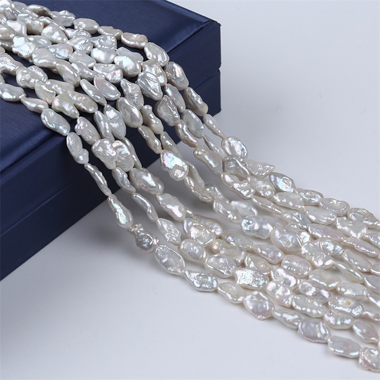 Keshi Pearl 7-8mm AA Lớp Trắng Tự Nhiên Không Đều Hình Baroque Ngọc Trai Nước Ngọt Rời Dây