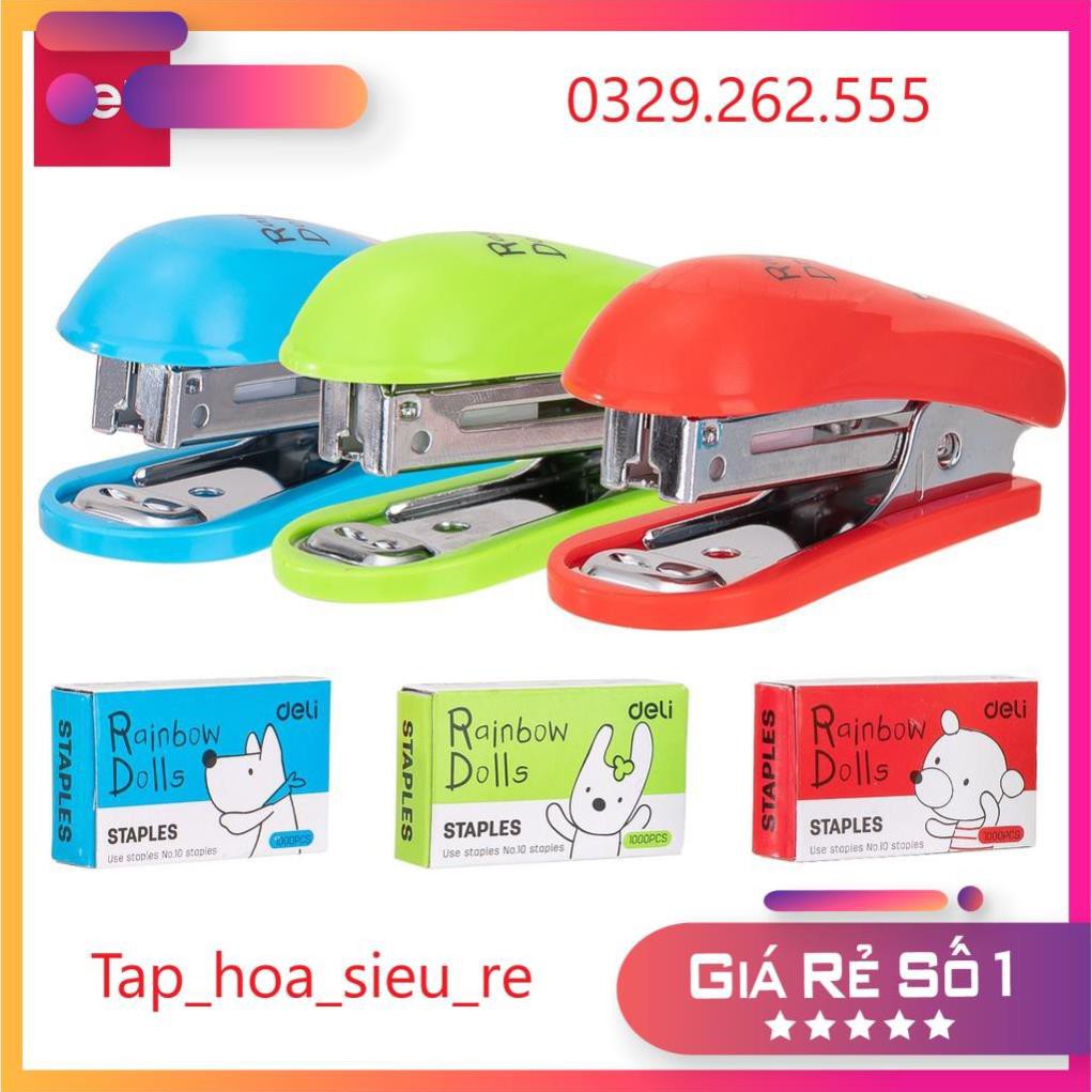 (Rẻ Vô địch) Dập ghim mini Deli , Đính kèm 1000 chiếc ghim 12 trang E0253