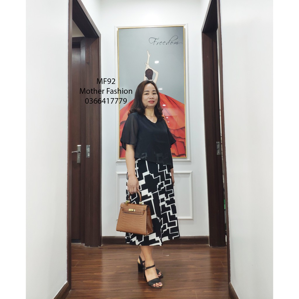 Đầm trung niên sang trọng, váy đầm dự tiệc nữ trung tuổi, cho bà cho mẹ MF92