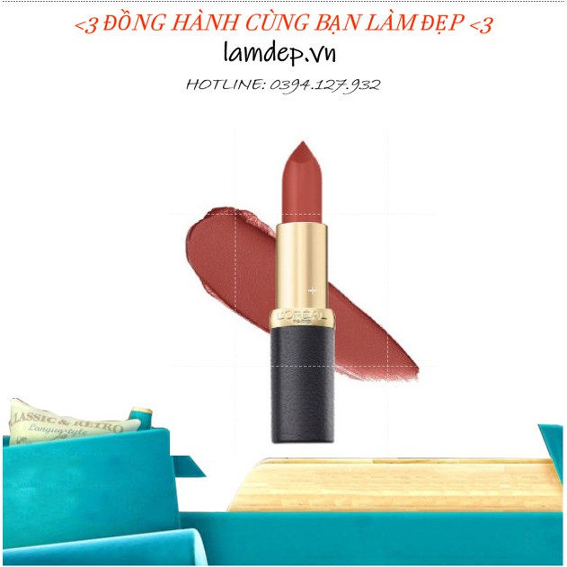 Son Lì Mịn Môi L'Oreal Paris Color Riche Matte Tông Màu Tôn Da 3.7g Hàng Chính Hãng