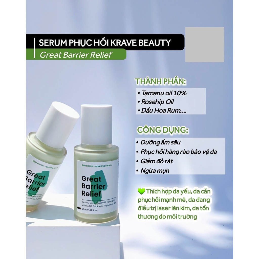 Tinh chất phục hồi da KRAVE BEAUTY GREAT BARRIER RELIEF 45ml