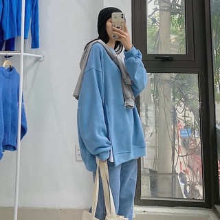 Áo sweater nỉ bông xẻ tà unisex - tm53