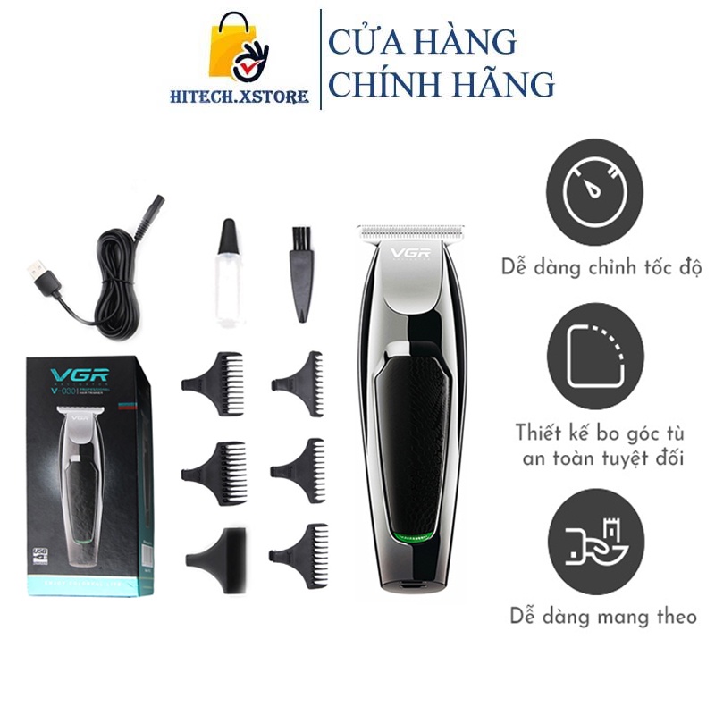 Tông đơ cắt tóc nam VGR, Lưỡi cắt sắc bén, Độ ồn thấp, Tăng đơ cắt tóc cho gia đình - TẶNG KÈM 5 ĐẦU CẮT VÀ CHỔI VỆ SINH