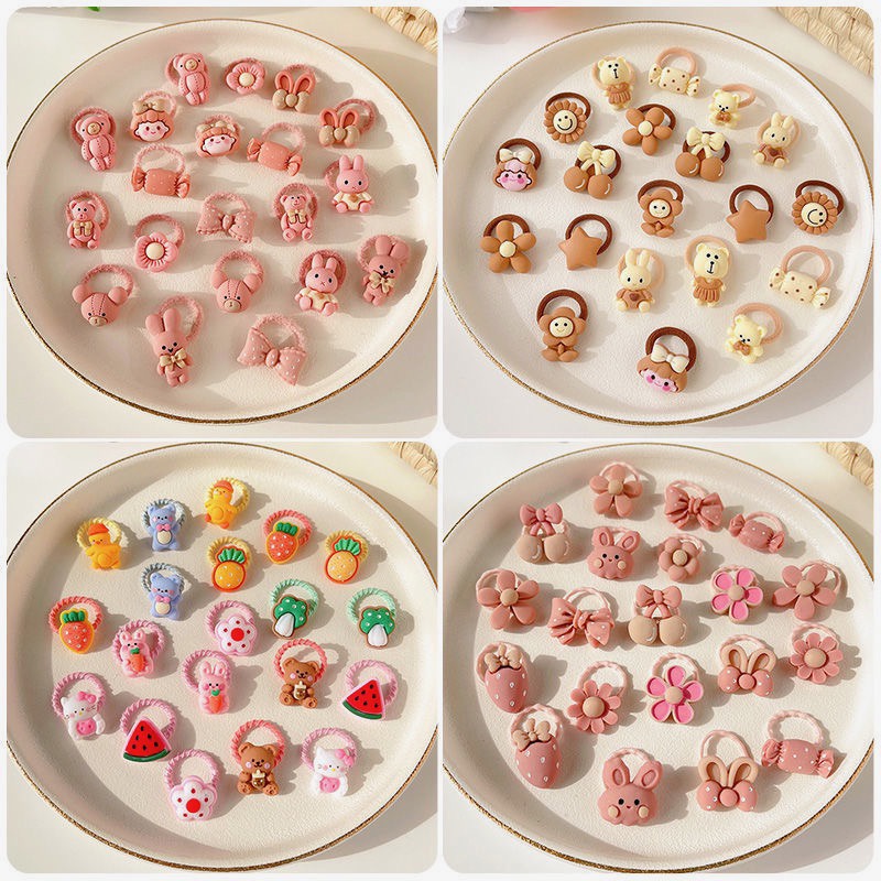 Chun buộc tóc đính hoạ tiết hoạt hình nhiều màu & hoa văn cho bé gái