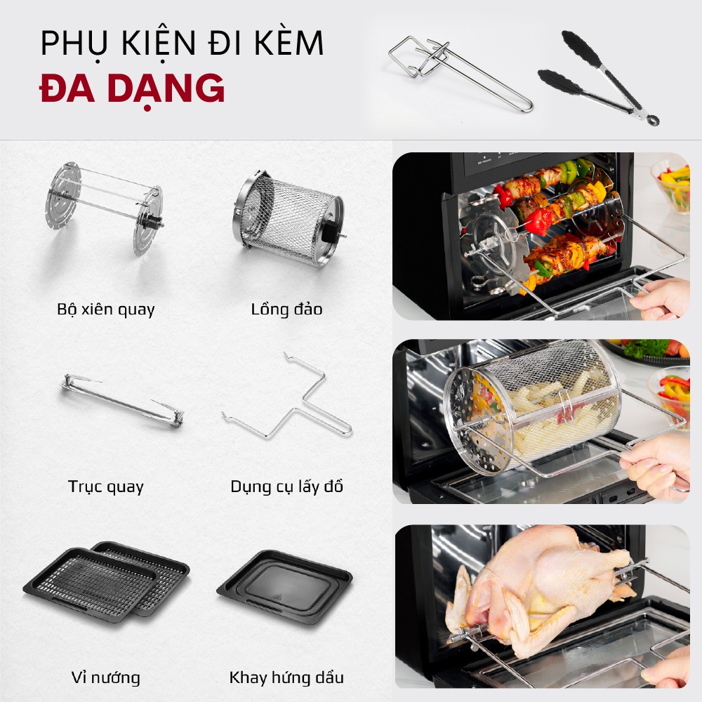 Nồi chiên không dầu 12L điện tử Nhập Khẩu Nhật Bản FUJIHOME tự ngắt tặng đủ 7 món phụ kiện, Nồi chiên không khí 12 lít