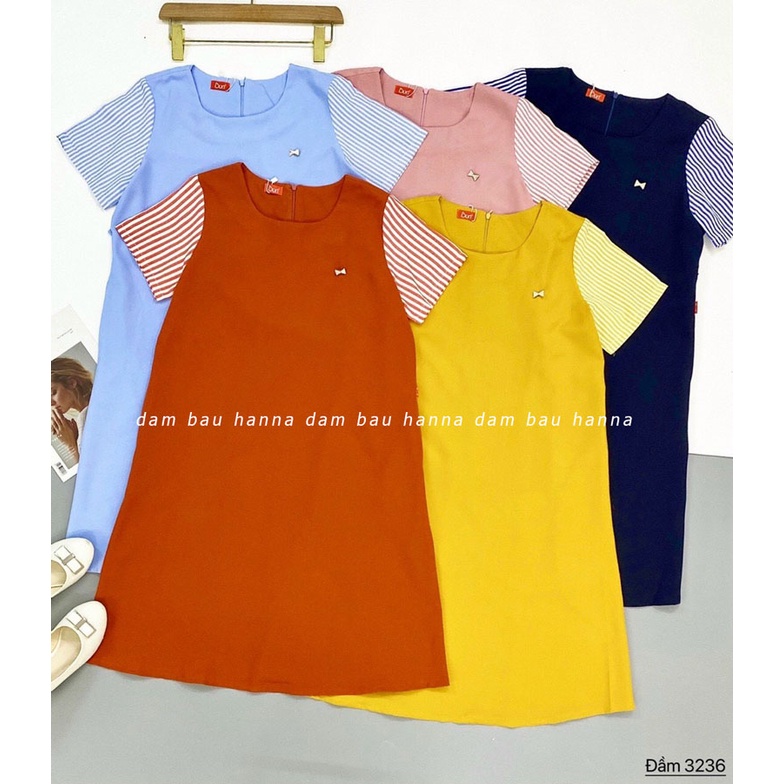 [HANNA] Đầm bầu công sở tphcm đẹp lịch sự có size tới 70kg vải mềm mát thấm mồ hôi tốt có 2 túi bên sườn sale giá rẻ