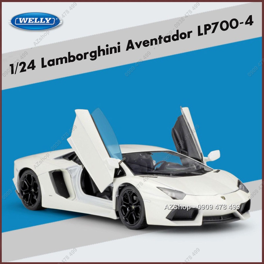 Xe Mô Hình Kim Loại Tỉ Lệ 1:24 - Lambo Aventador - Welly - Trắng - 8299t