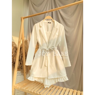 Áo vest kèm thắt lưng sang chảnh JOY BABE 🖤🤍 mix nhiều kiểu như blazer nữ giả đầm thắt eo trắng đen giấu quần VEST 1 -9A