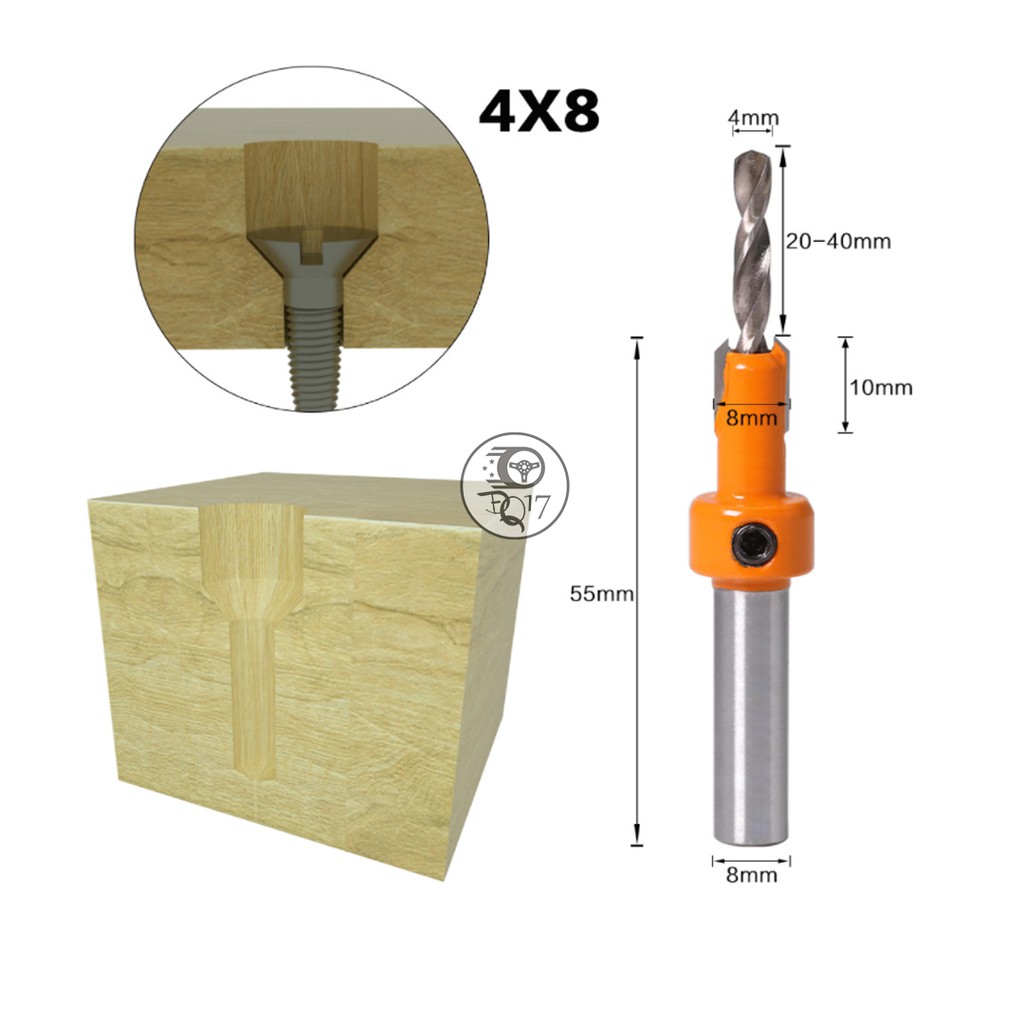 100% NHƯ HÌNH Loại mũi 2 tầng âm đầu vít, Làm từ hợp kim thép có 5 kích thước