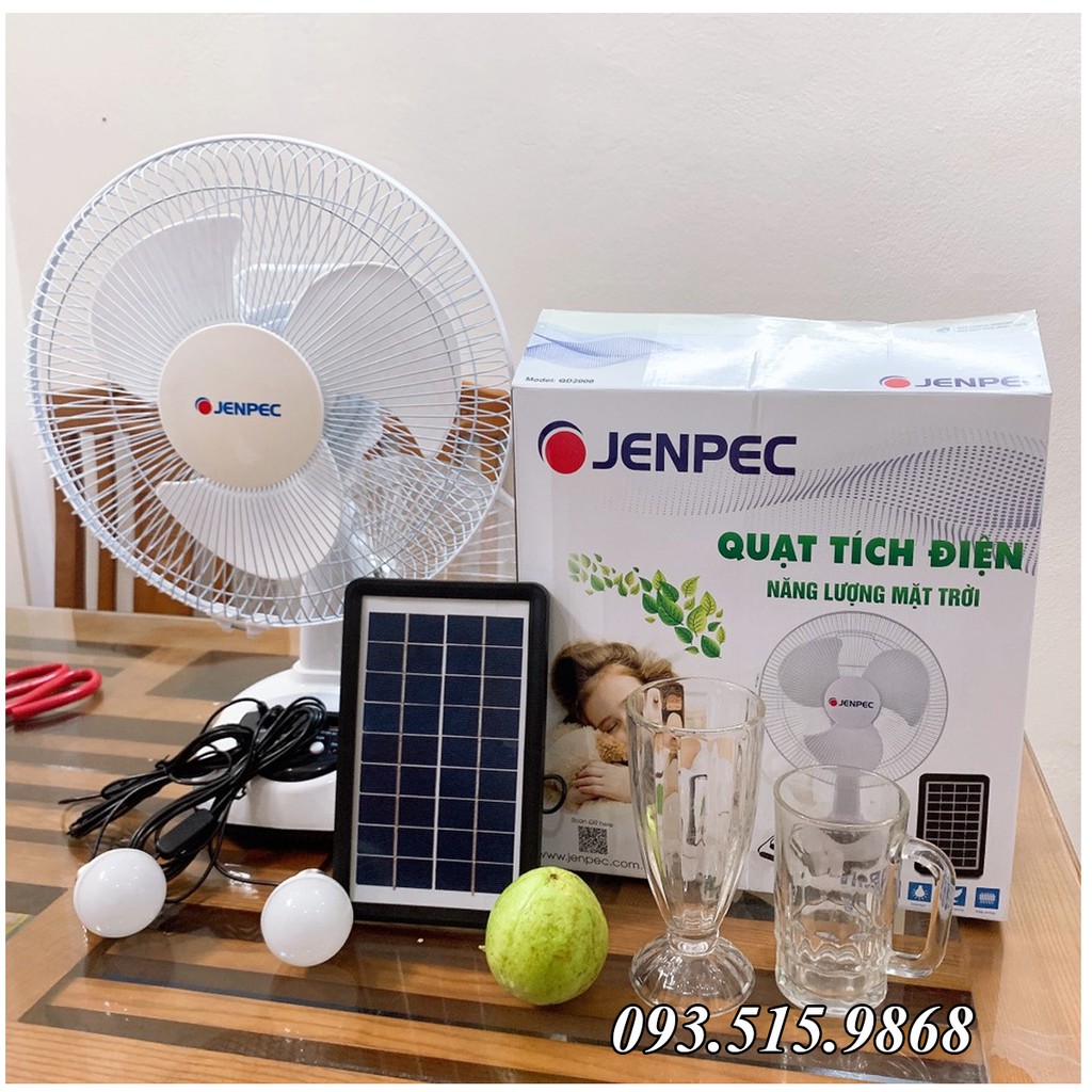 Quạt Sạc Tích Điện Năng Lượng Mặt Trời Hoặc Sạc Điện 220V - Có Đèn LED & USB | BigBuy360 - bigbuy360.vn