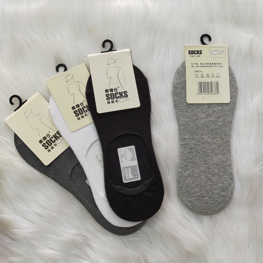 Vớ/tất nam cổ ngắn lười trơn cao cấp Socks chất cotton siêu co giãn thấm hút mồ hôi chống hôi chân thoáng khí