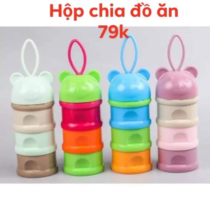 Hộp Chia Sữa đồ ăn 3 Ngăn Tiện Lợi Cho Bé có dây cầm (Mẫu Mới)