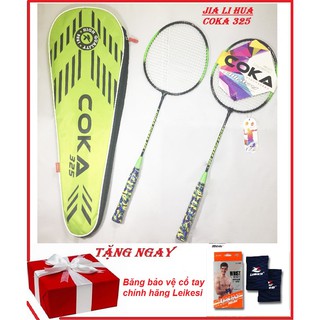 [NEW] Bộ 2 Vợt Cầu Lông COKA 325 Cao Cấp Tặng Bộ Băng Bảo Vệ Cổ Tay Leikesi