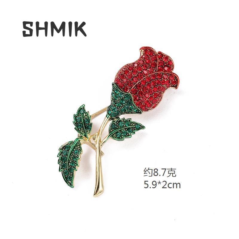 Ghim Cài Áo Hình Hoa Hồng Đính Đá Sang Trọng Cho Nữ