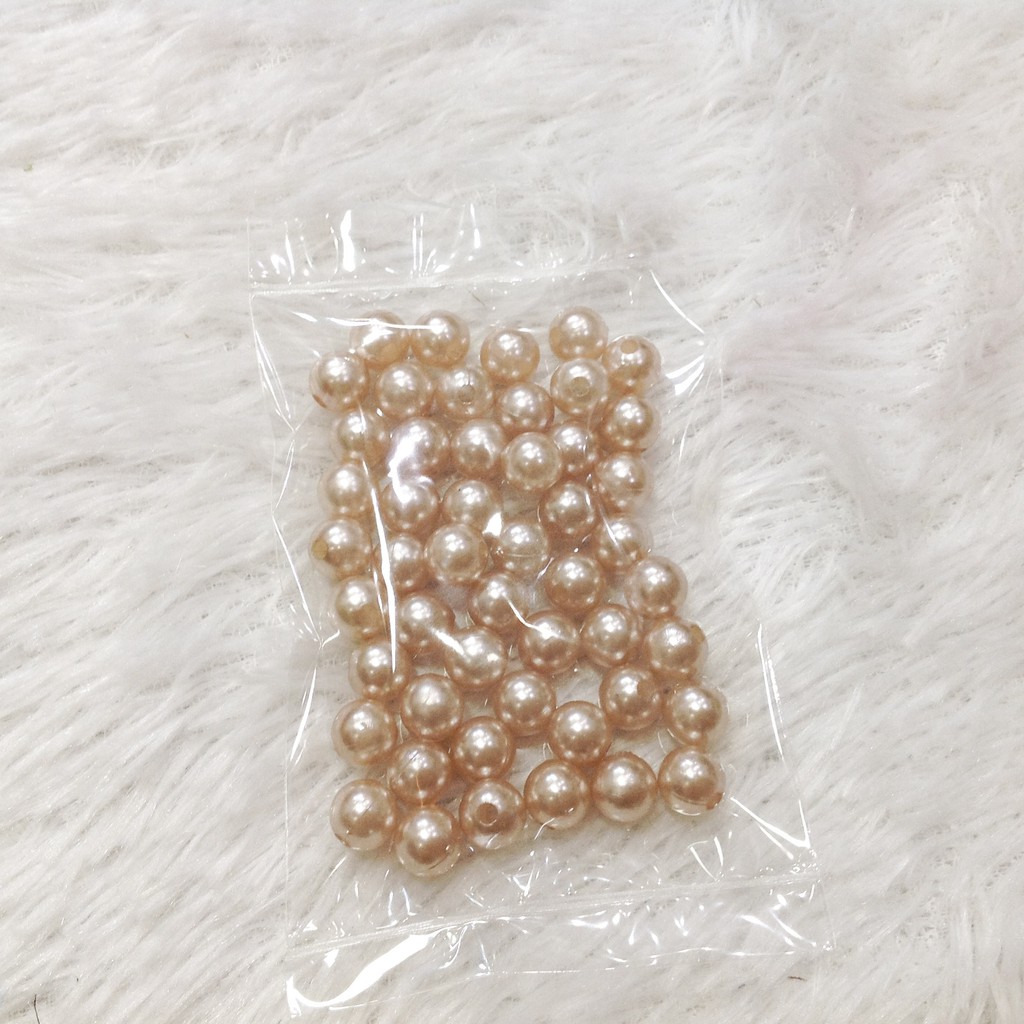 50 hạt cườm trai nhựa nhiều màu size 8mm làm trang sức hạt xỏ vòng trang trí thủ công handmade