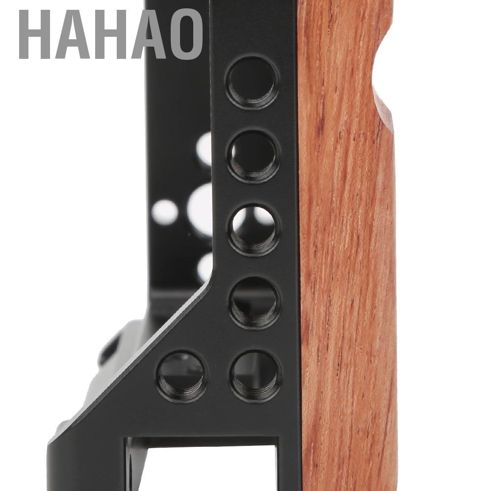Hahao Aluminium Alloy Camera Cage Protective Casing Wooden Handle Grip for Sony ZV1