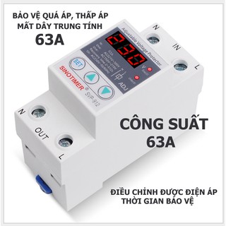 Bảo vệ quá áp, thấp áp, đứt dây trung tính 63A SVP 912 có thể điều chỉnh điện áp và thời gian bảo vệ - Esmarthome