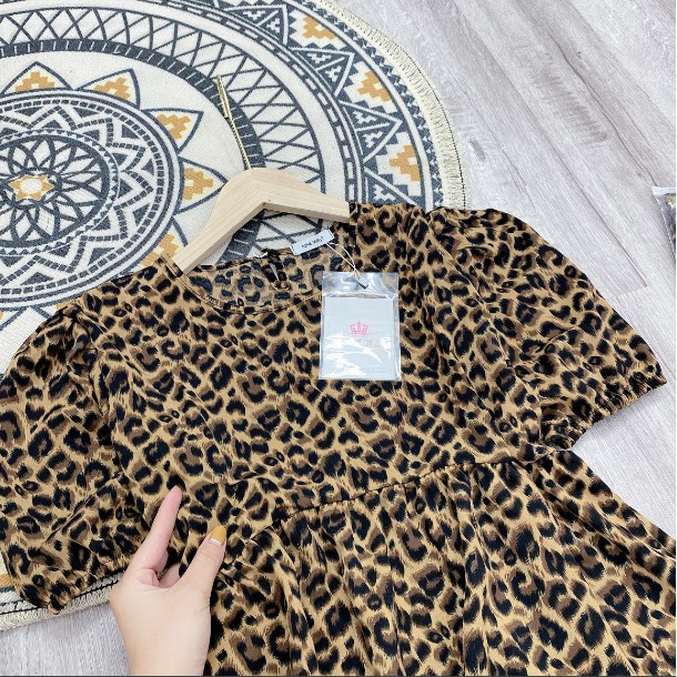 [Ảnh thật +Video] Váy babydoll họa tiết da báo, đầm suông cộc tay họa tiết cá tính | BigBuy360 - bigbuy360.vn