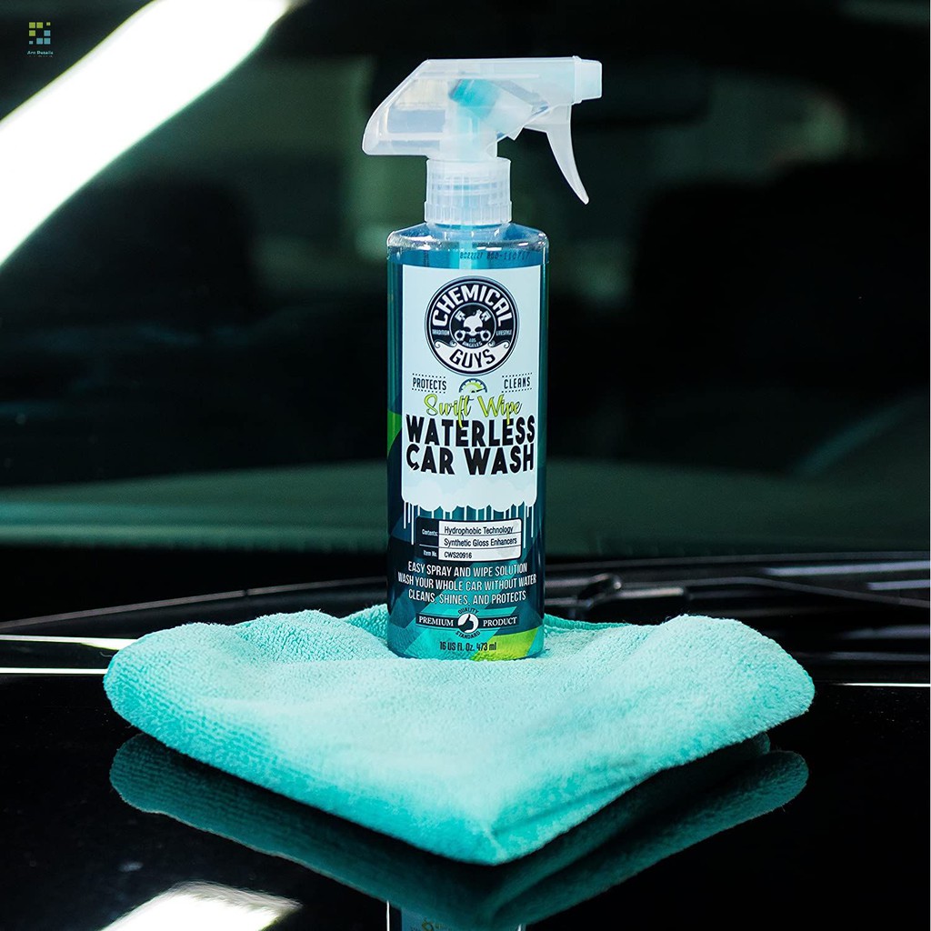 Rửa Xe Không Cần Nước Chemical Guys Waterless Wash Làm Bóng Nhanh, 478ml, dạng xịt màu xanh, nhập khẩu Mỹ.