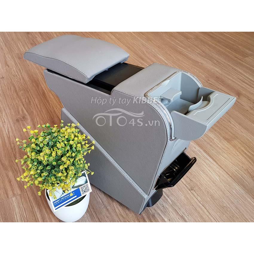 Hộp tỳ tay Kia Morning Kibbet tự lắp loại 1490 thiết kế cắm trụ theo xe không khoan bắt vít có 4 cổng sạc USB  - OTO4S