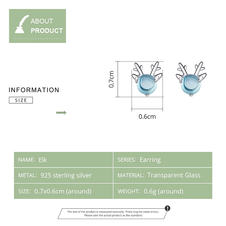 Đôi Bông Tai Bamoer Hình Nai Đính Đá Pha Lê Giả Thời Trang Cho Nữ