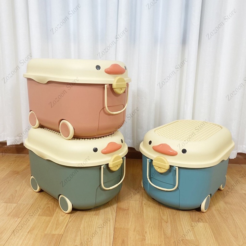 Thùng đựng đồ chơi cho bé hình vịt heo có bánh xe