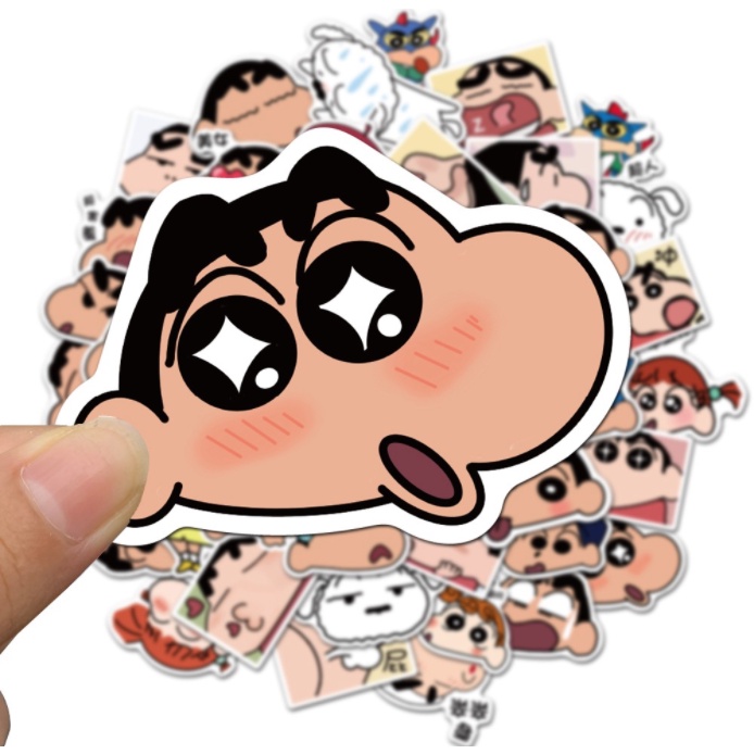 Combo Sticker SHIN -- CẬU BÉ BÚT CHÌ LẦY LỘI  nhựa PVC không thấm nước, dán nón bảo hiểm, laptop, điện thoại, Vali, xe