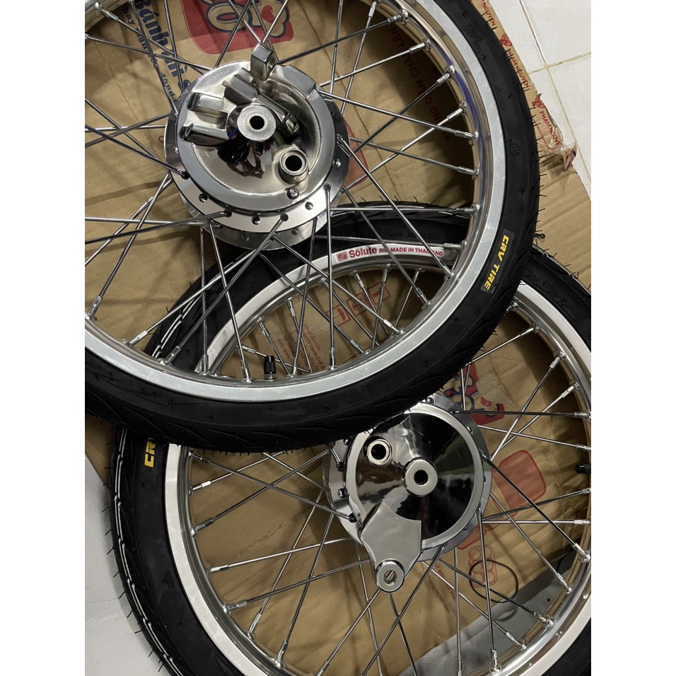 Bộ CDN dành cho wave và dream căm osaka đùm crom niềng nhôm bạc solute  kèm má crom full vỏ ruột 60/90 và 70/90