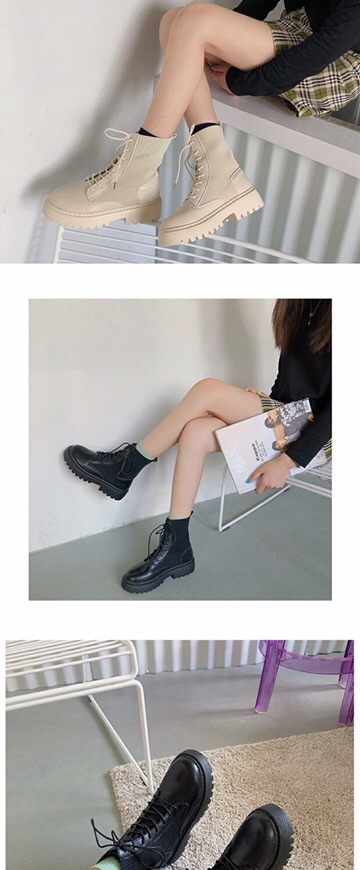 (ORDER) Giày boots ulzzang cổ cao buộc dây có chun siêu xinh