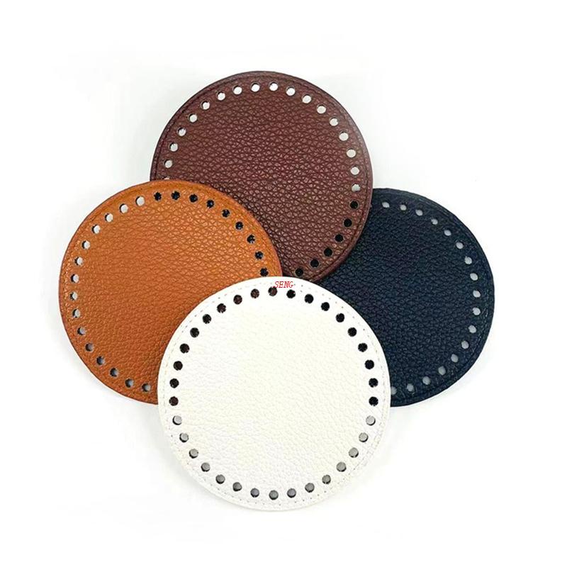 Set 2 Đế Tròn Bằng Da PU Lót Đáy Túi Xách DIY Có Lỗ