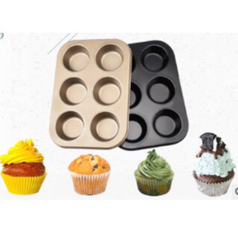 Khuôn Nướng Bánh Muffin Cupcake Chống Dính 6 Ô To - Khuôn Nướng Bánh Chống Dính 6 Ô
