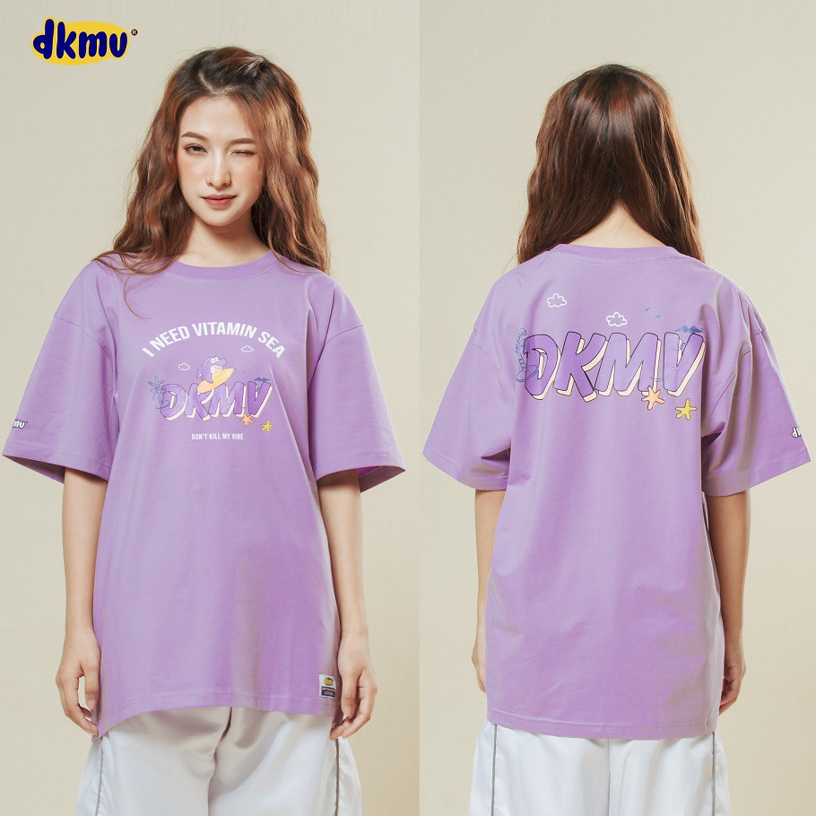 Áo thun nữ cotton màu tím oversize tay ngắn | DKMV Purple Vitamin Sea Tee