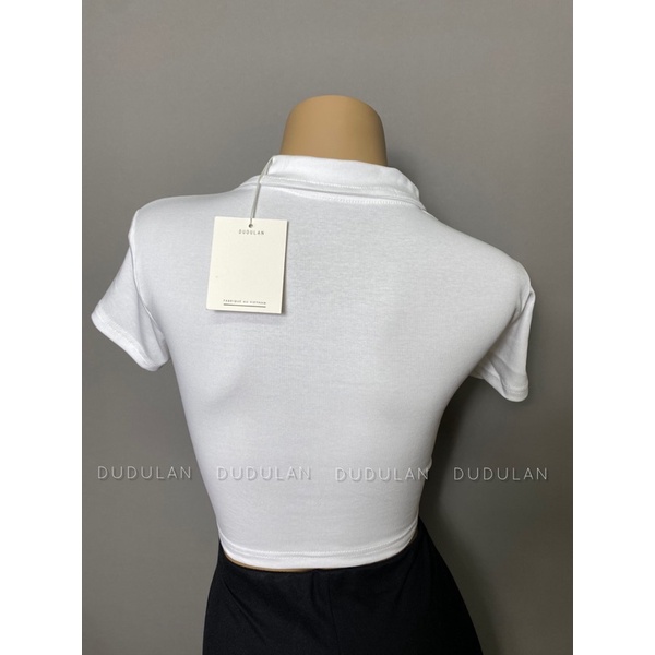 Áo thun croptop tay ngắn có cổ A9 DUDULAN Áo thun cổ đức cộc tay